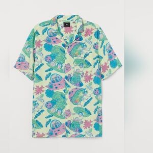 H&M Divided Rick and Morty Multicolor Men's Resort Shirt Large